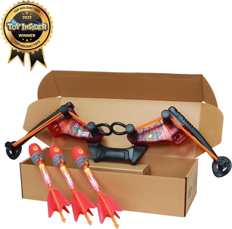 Zing HyperStrike FireTek Bow Archer Pack, Light Up Bow and Light Up Zonic Whistle Arrows, Shoots Arrows Over 200ft, Outdoor Play with Friends and Family, for Ages 14+ (Red) - Image 2